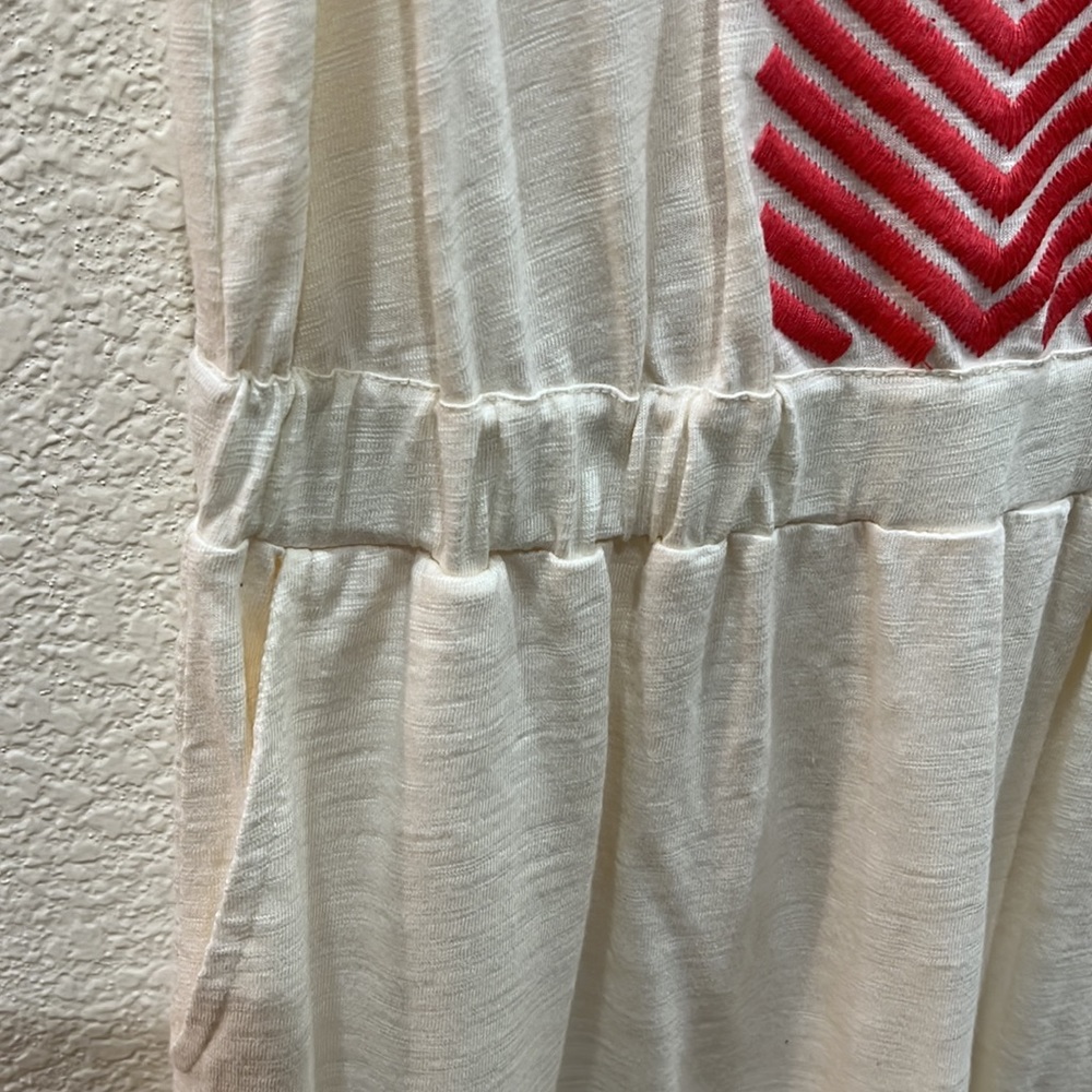 NWT. Tommy Hilfiger Sedona Sunset Cream Sleeveless Dress with Coral Embroidery - Picture 4 of 6